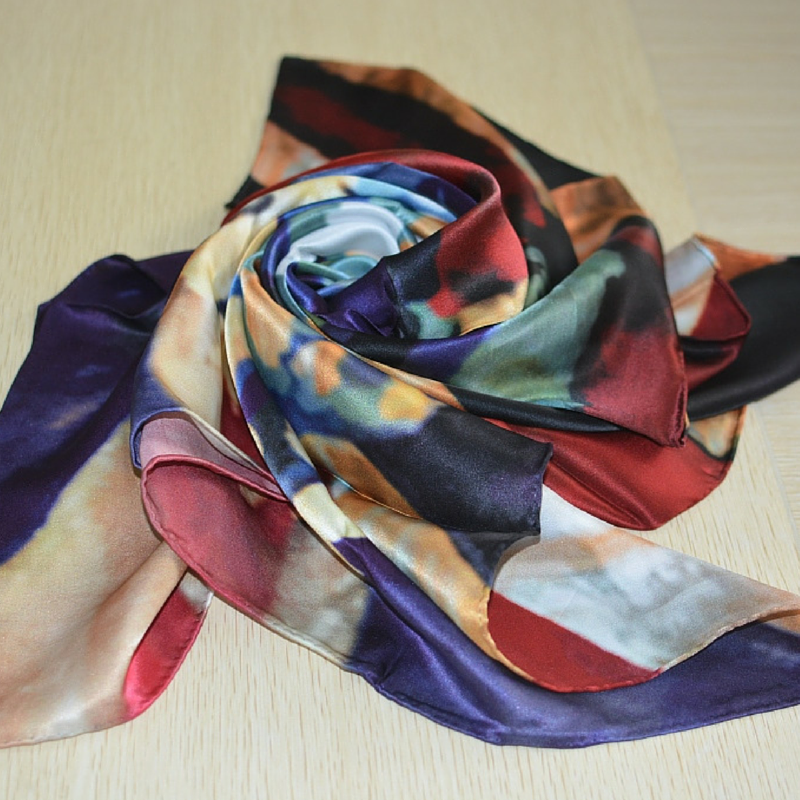 scarf and pocket square 100% silk hand-rolled hand-stitched created by artist Brad Jensen